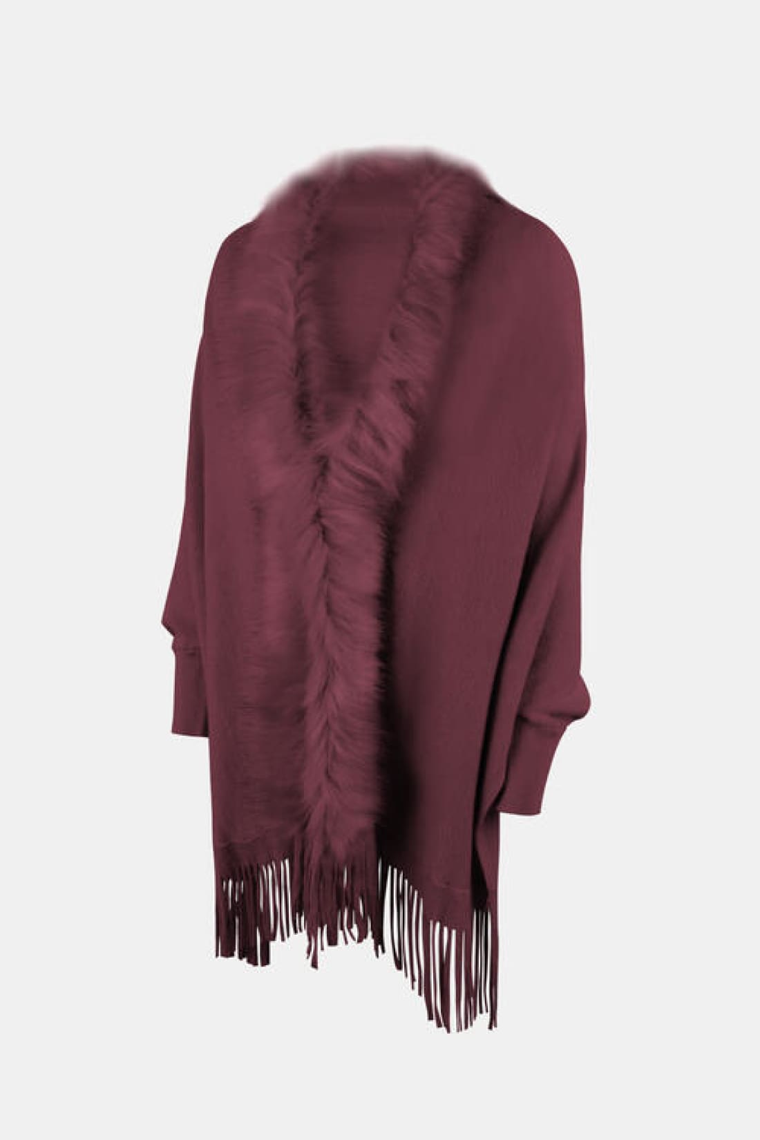 Fringe Open Front Long Sleeve Poncho | Ponchos