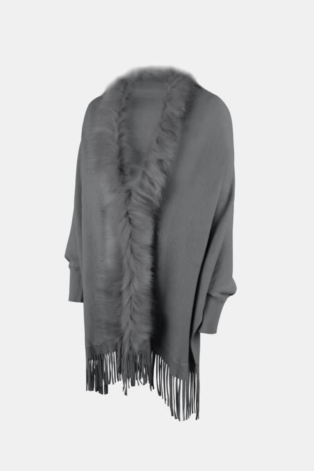 Fringe Open Front Long Sleeve Poncho | Ponchos