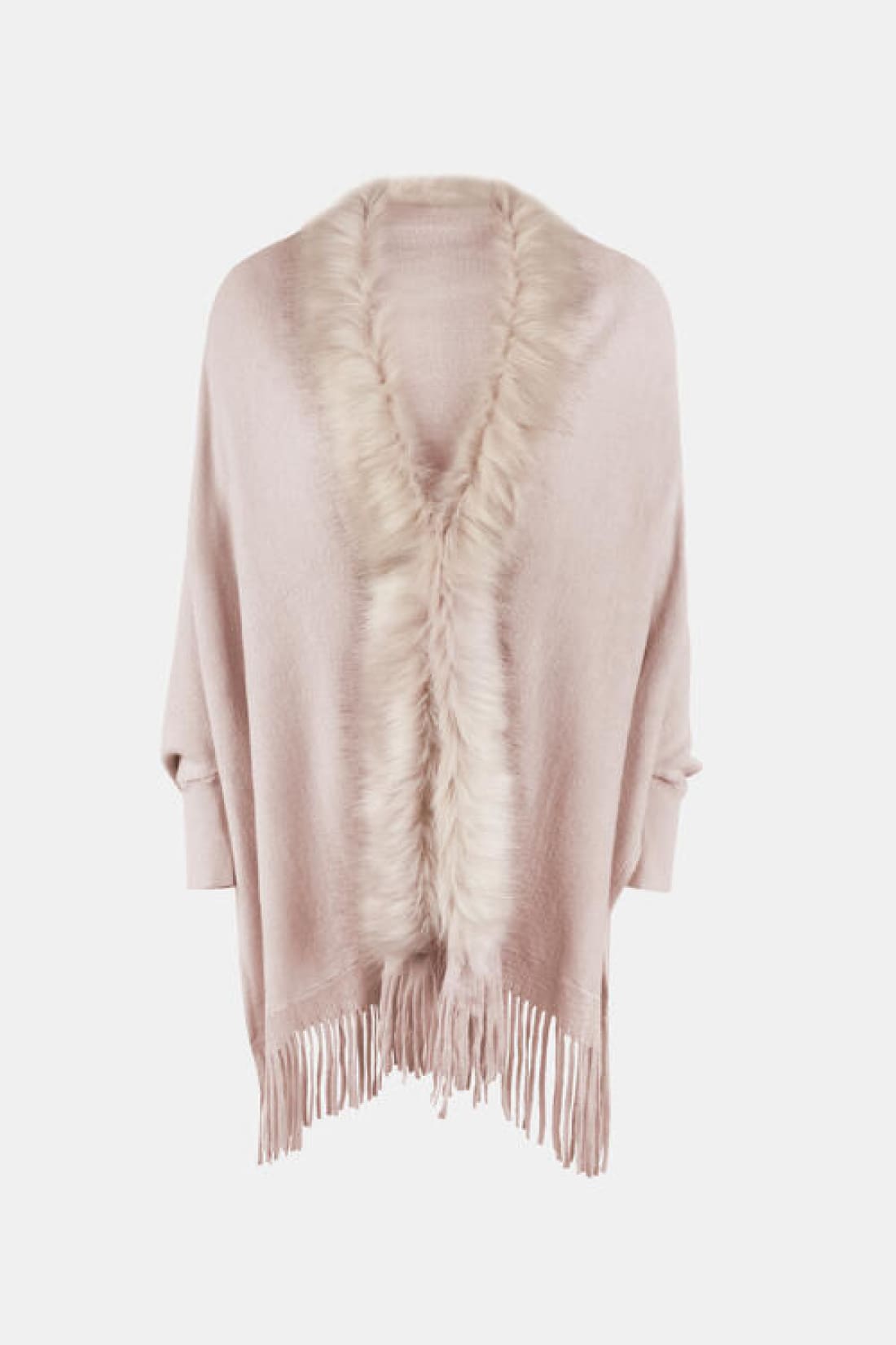 Fringe Open Front Long Sleeve Poncho | Ponchos