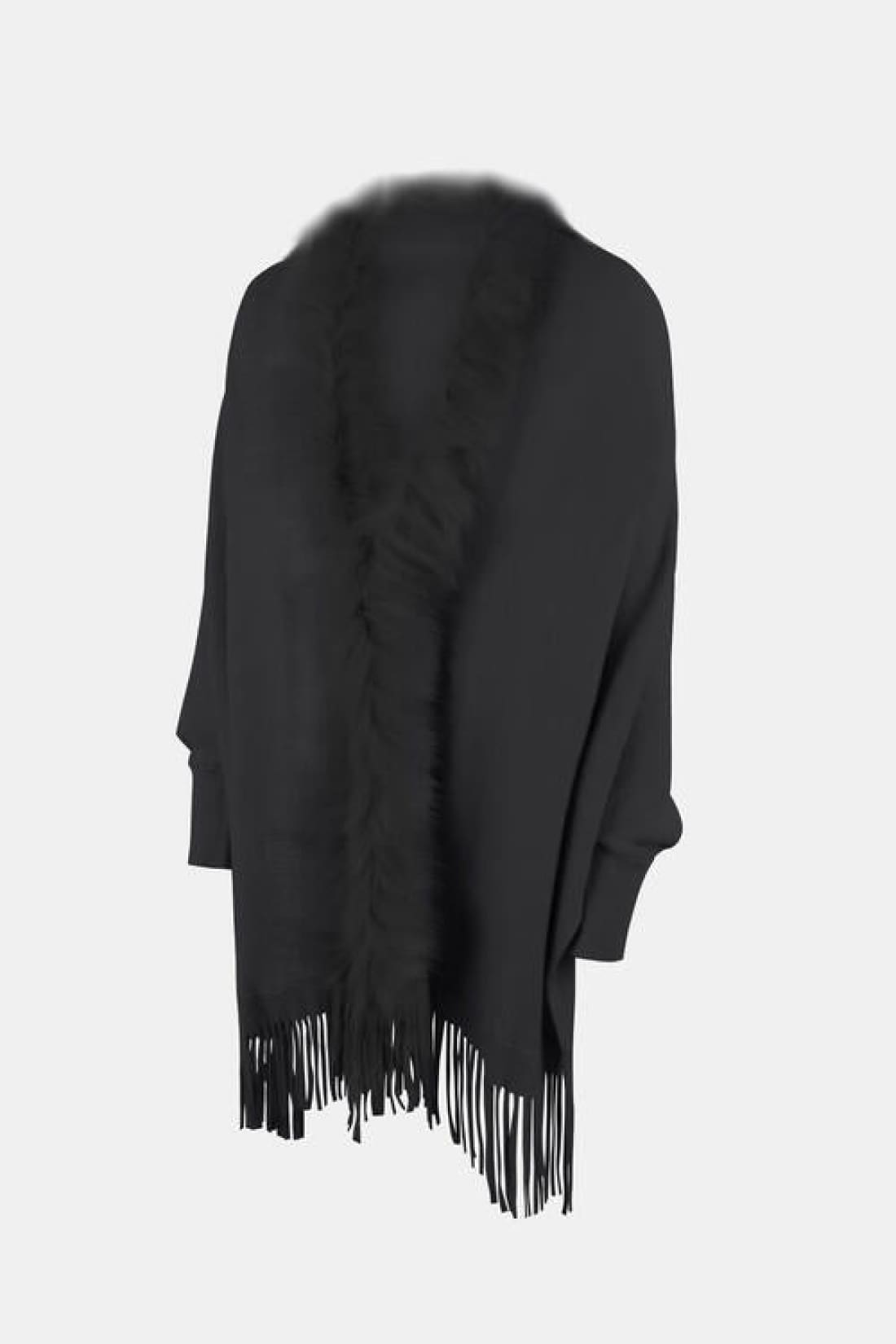 Fringe Open Front Long Sleeve Poncho | Ponchos