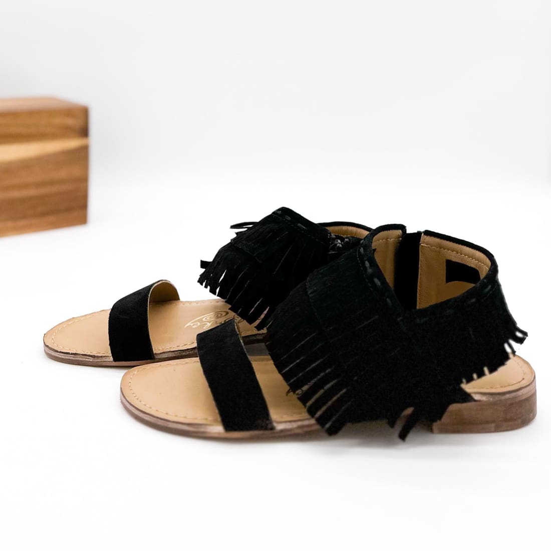 Fringe Star Sandal in Black | Sandals