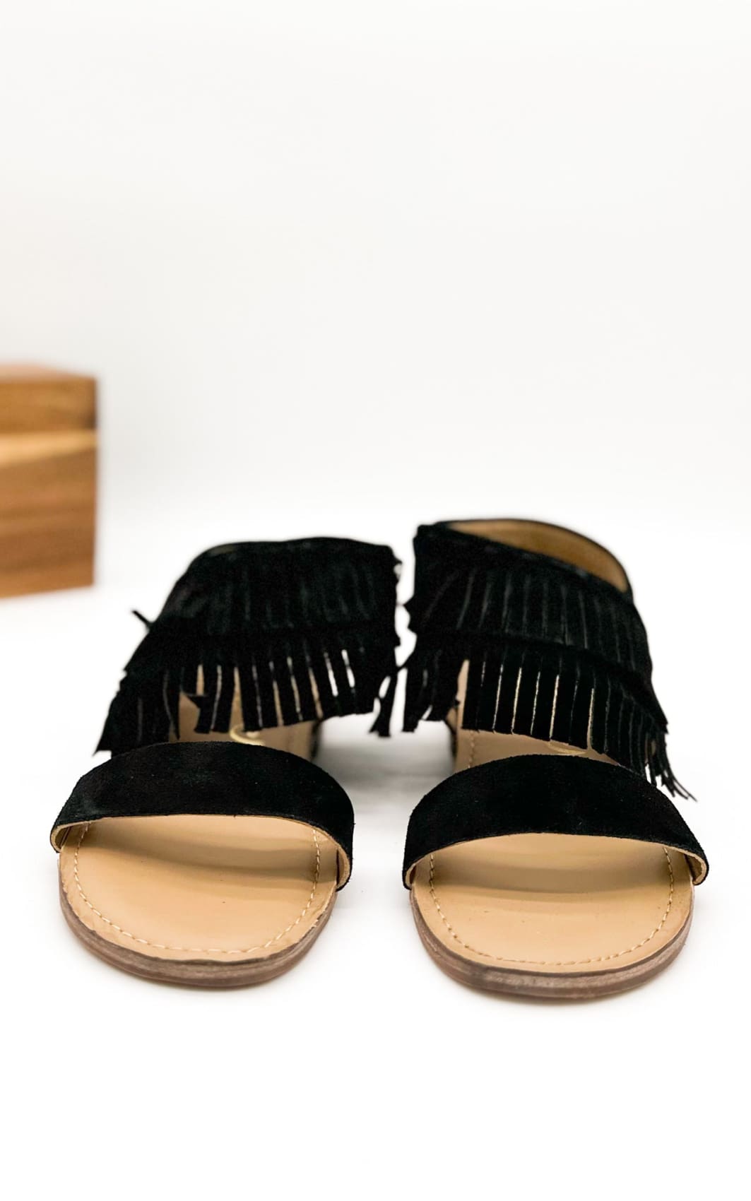 Fringe Star Sandal in Black | Sandals