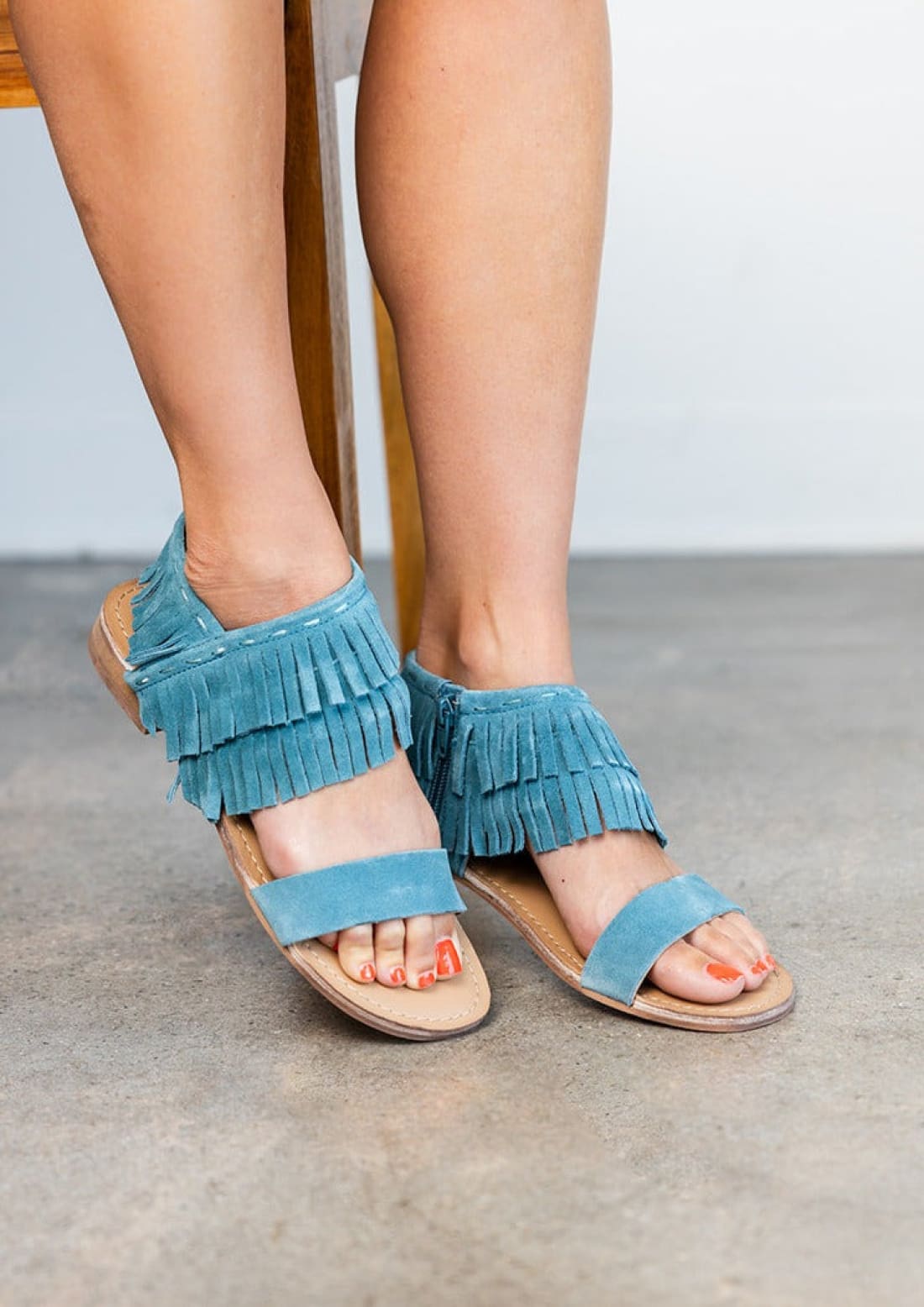 Fringe Star Sandal in Teal | sandals