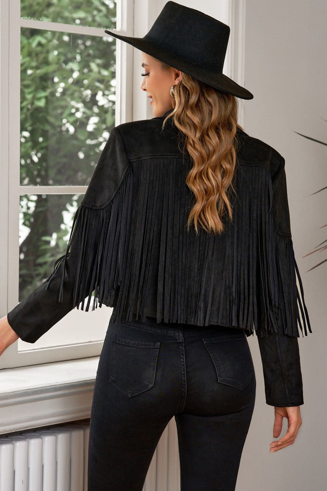 Fringe Trim Lapel Collar Cropped Jacket | Jackets & Coats