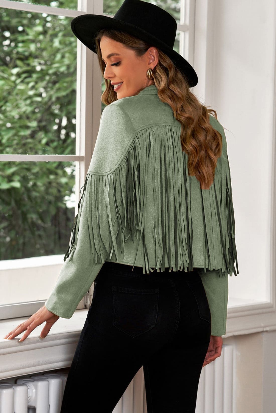 Fringe Trim Lapel Collar Cropped Jacket | Jackets & Coats