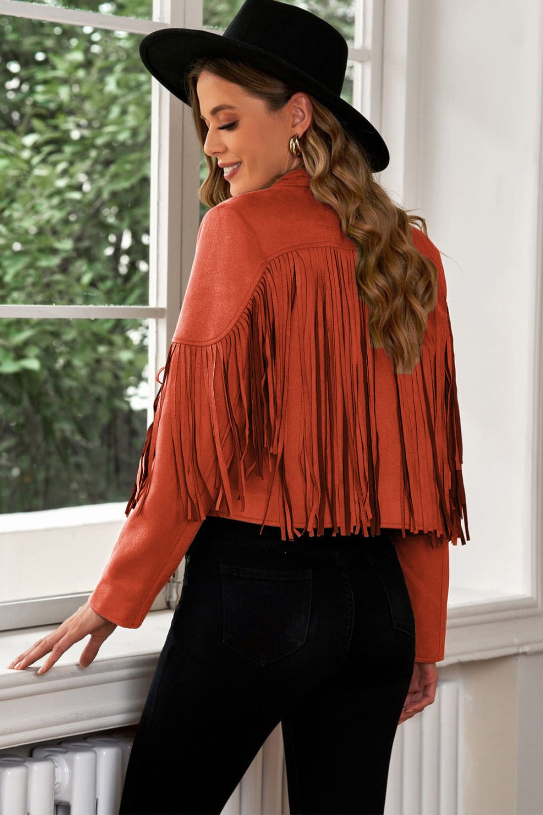 Fringe Trim Lapel Collar Cropped Jacket | Jackets & Coats