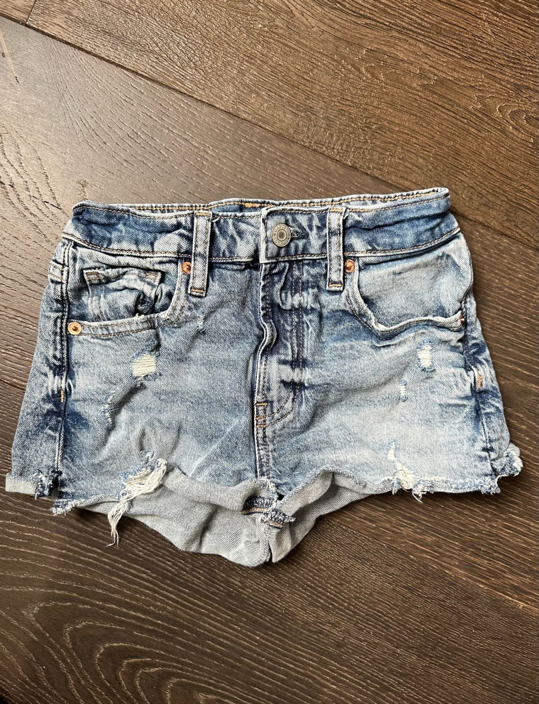 GAP Kids Shortie High Rise Girls Distressed Denim Jean Shorts Size 10 Pre-Owned