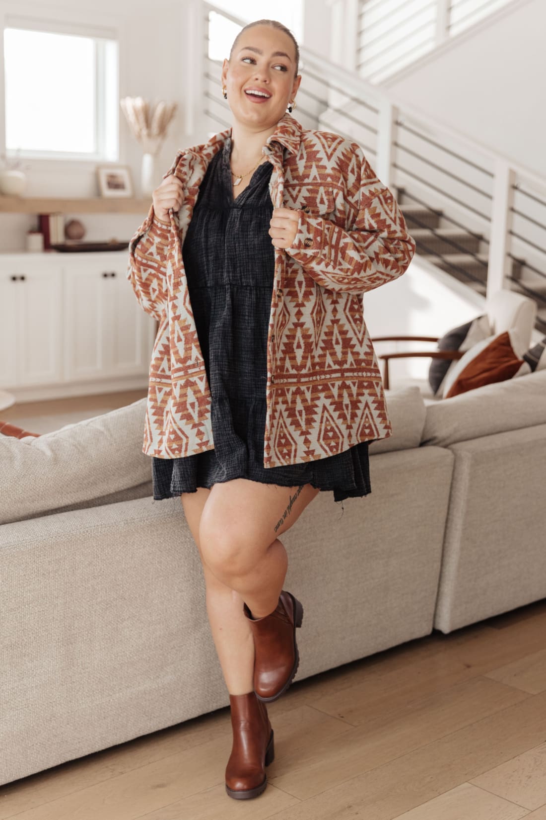 Gather Round Aztec Shacket | Layers