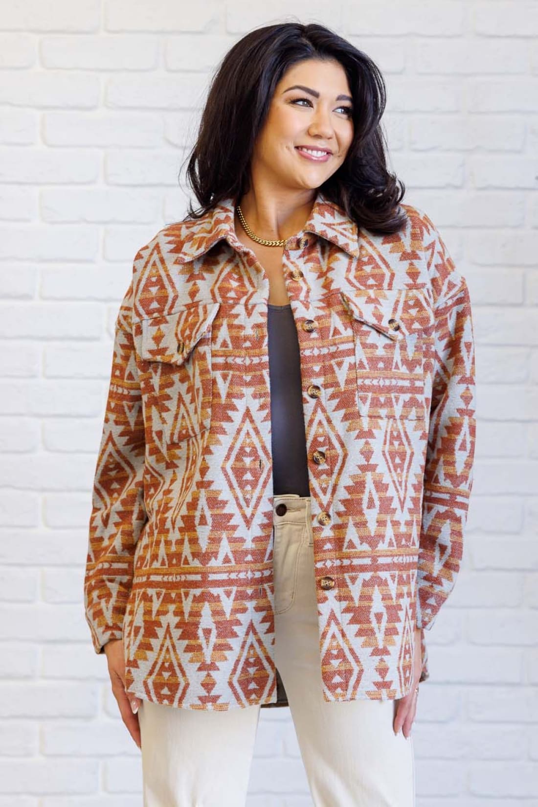 Gather Round Aztec Shacket | Layers