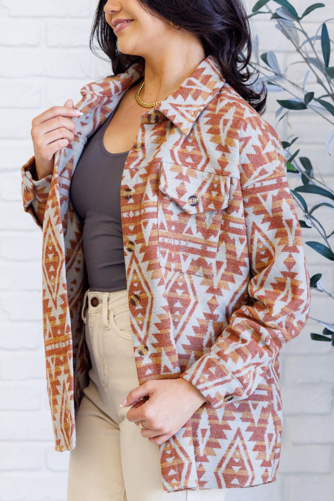 Gather Round Aztec Shacket | Layers