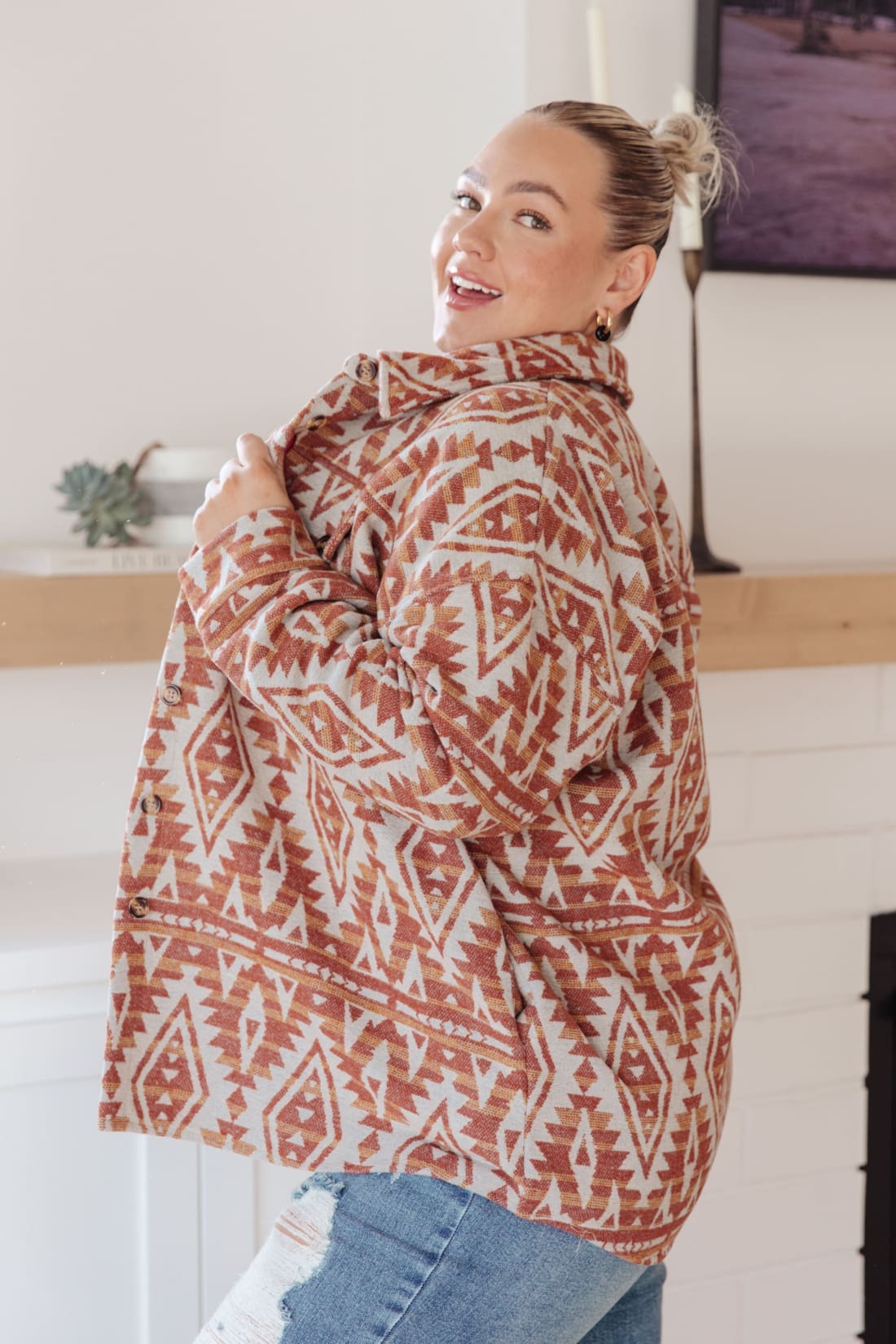 Gather Round Aztec Shacket | Layers