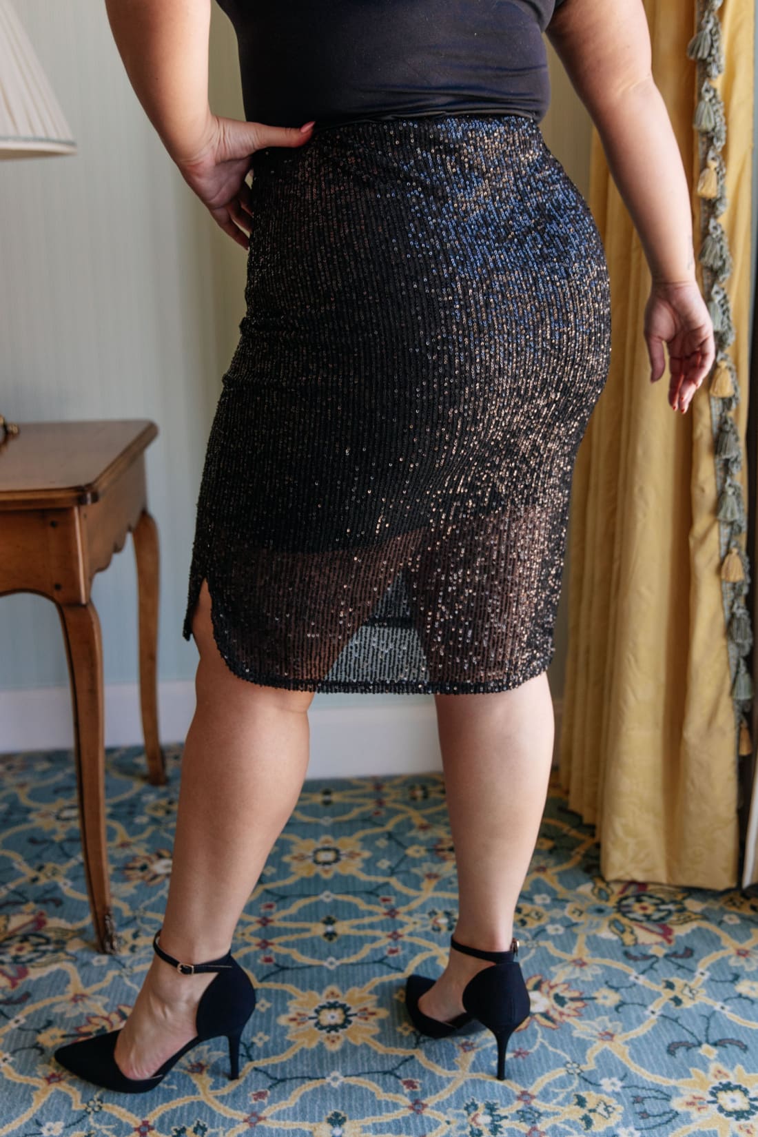 Gilded Age Sequin Skirt in Black | Skirts