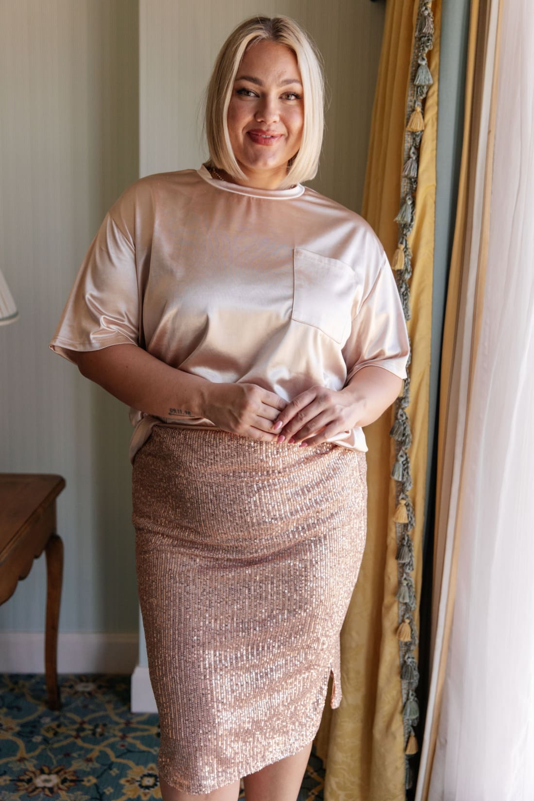 Gilded Age Sequin Skirt in Champagne | skirt