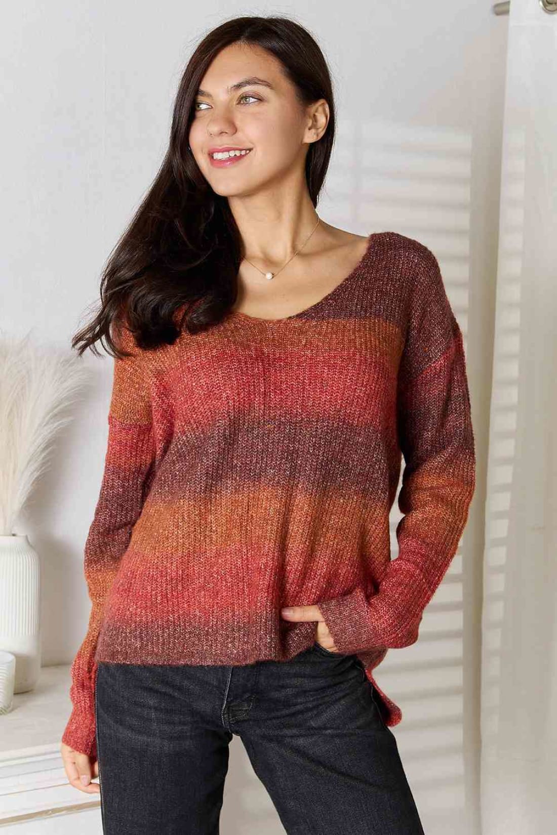 Gradient V-Neck Sweater | Sweaters & Cardigans