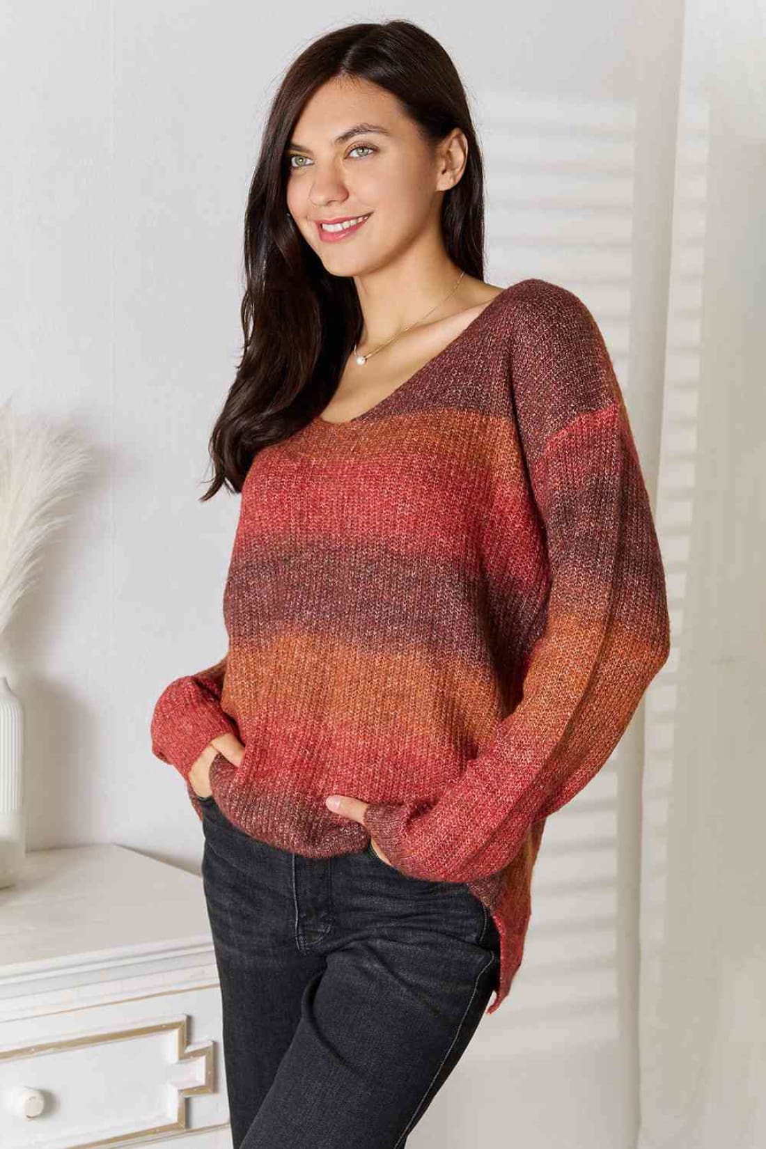 Gradient V-Neck Sweater | Sweaters & Cardigans