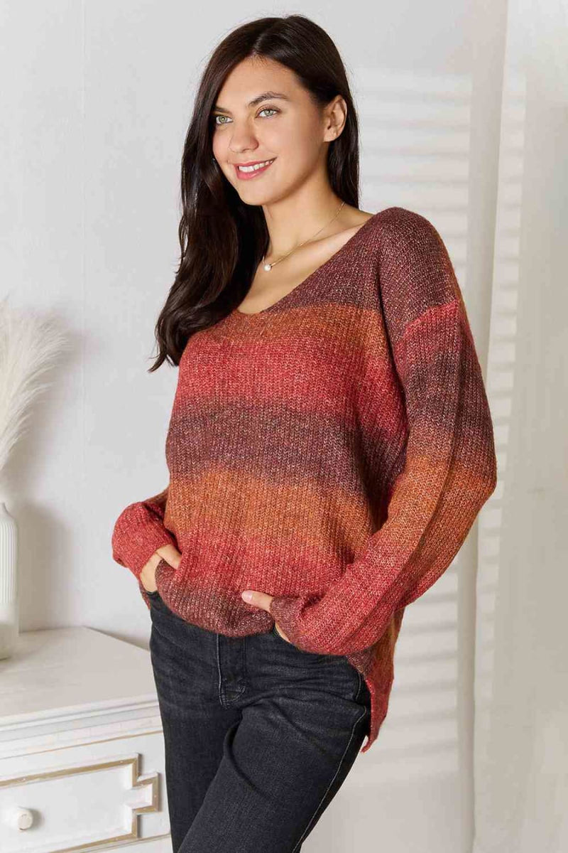 Gradient V-Neck Sweater | Sweaters & Cardigans