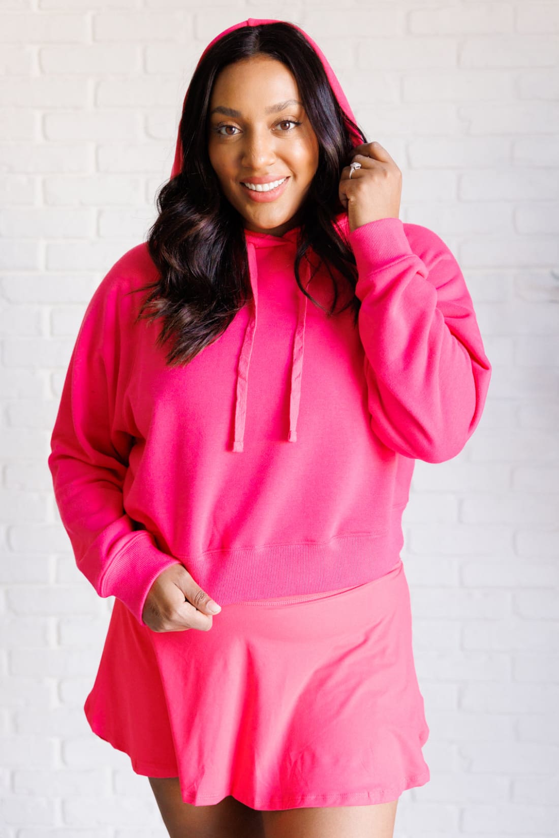 Had Me in the First Half Pullover Hoodie in Flamingo Pink | Sweatshirts & Hoodies