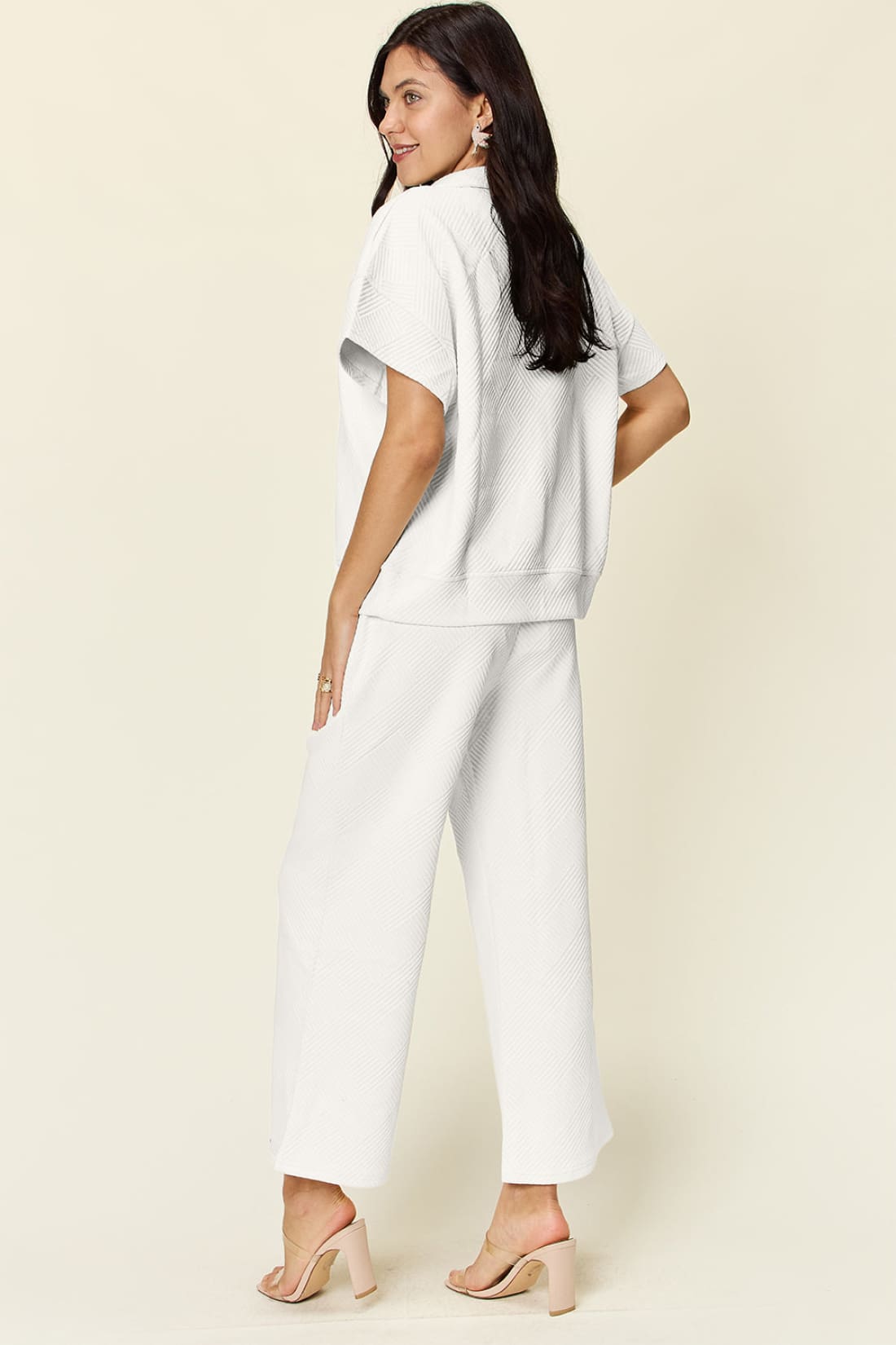 Half Zip Short Sleeve Top and Pants Set