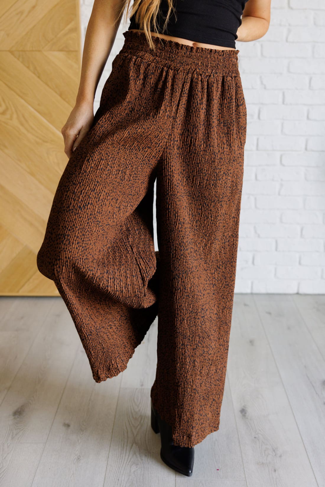 Harmony High Rise Wide Leg Pants in Brown | Bottoms