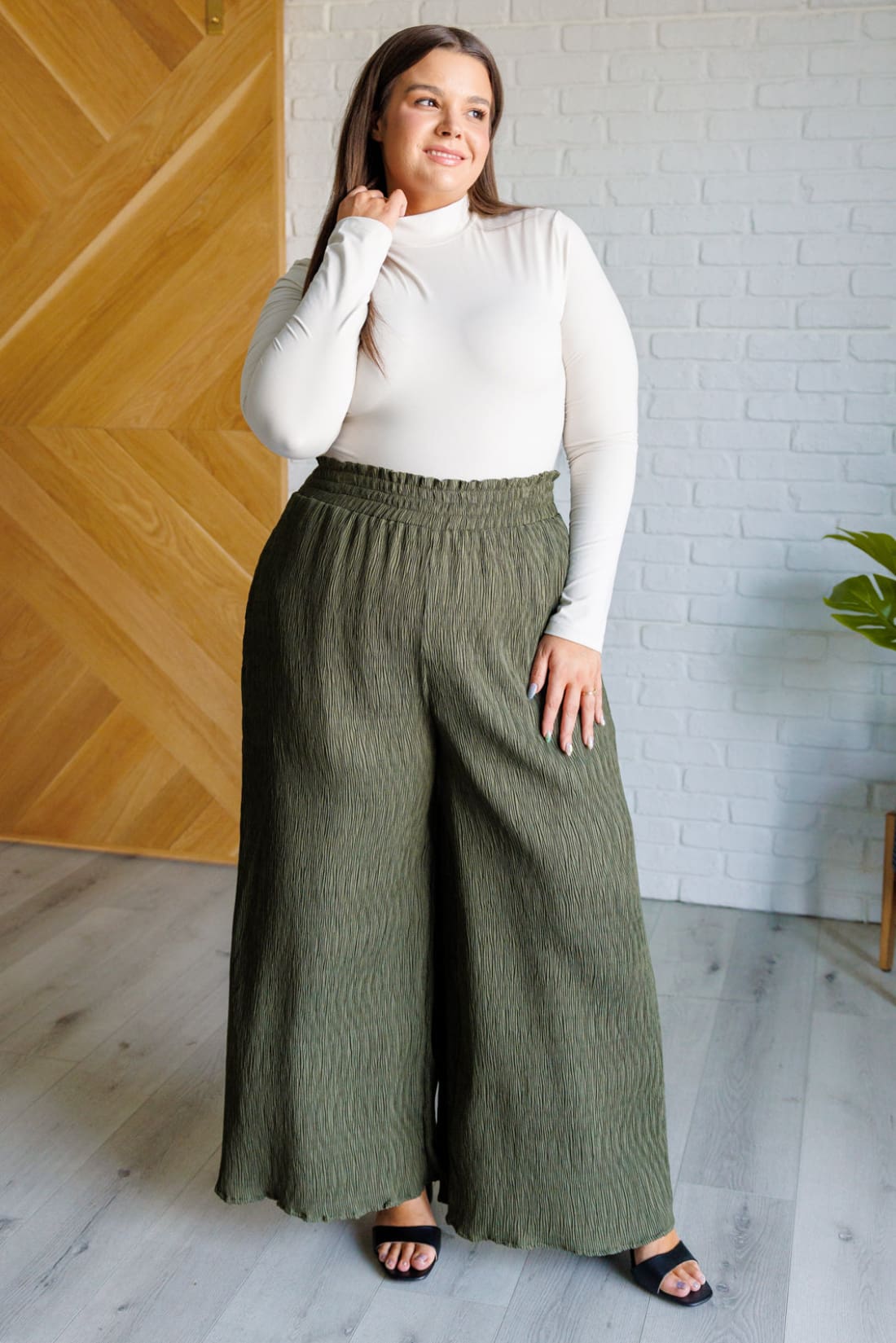 Harmony High Rise Wide Pants in Olive | Pants