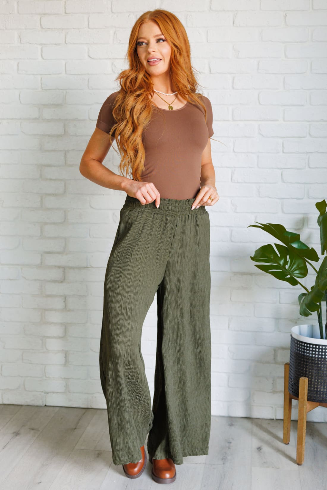 Harmony High Rise Wide Pants in Olive | Pants