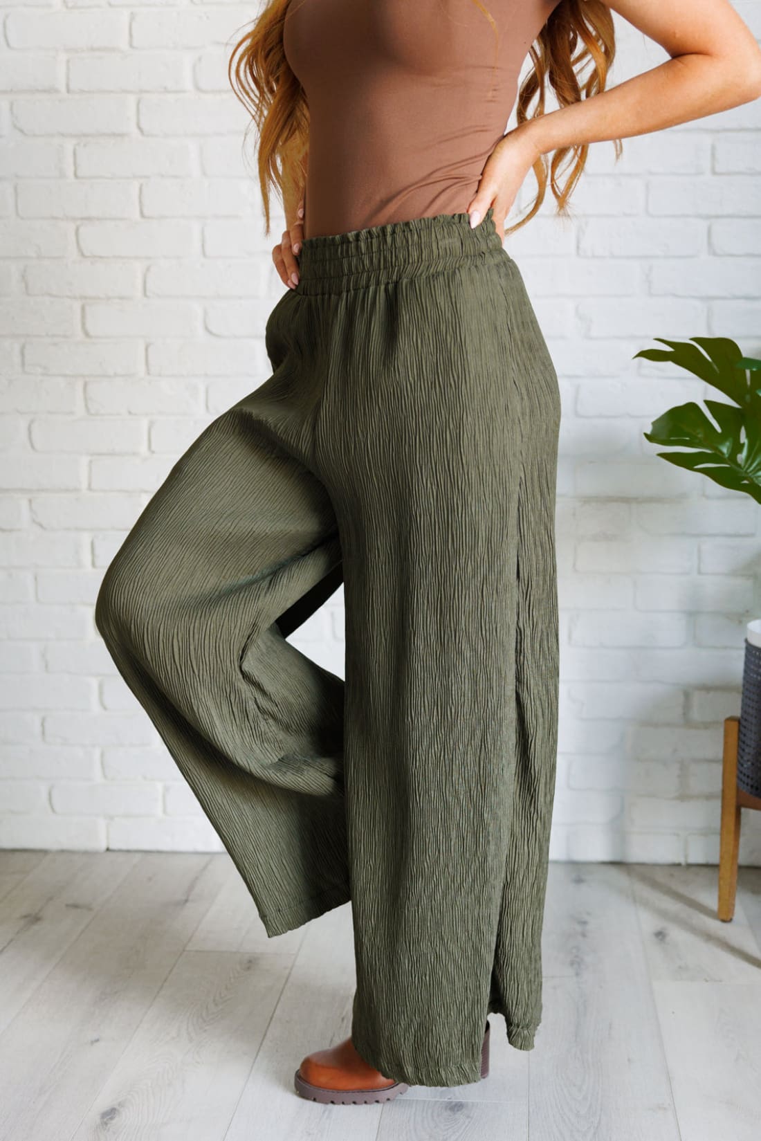 Harmony High Rise Wide Pants in Olive | Pants