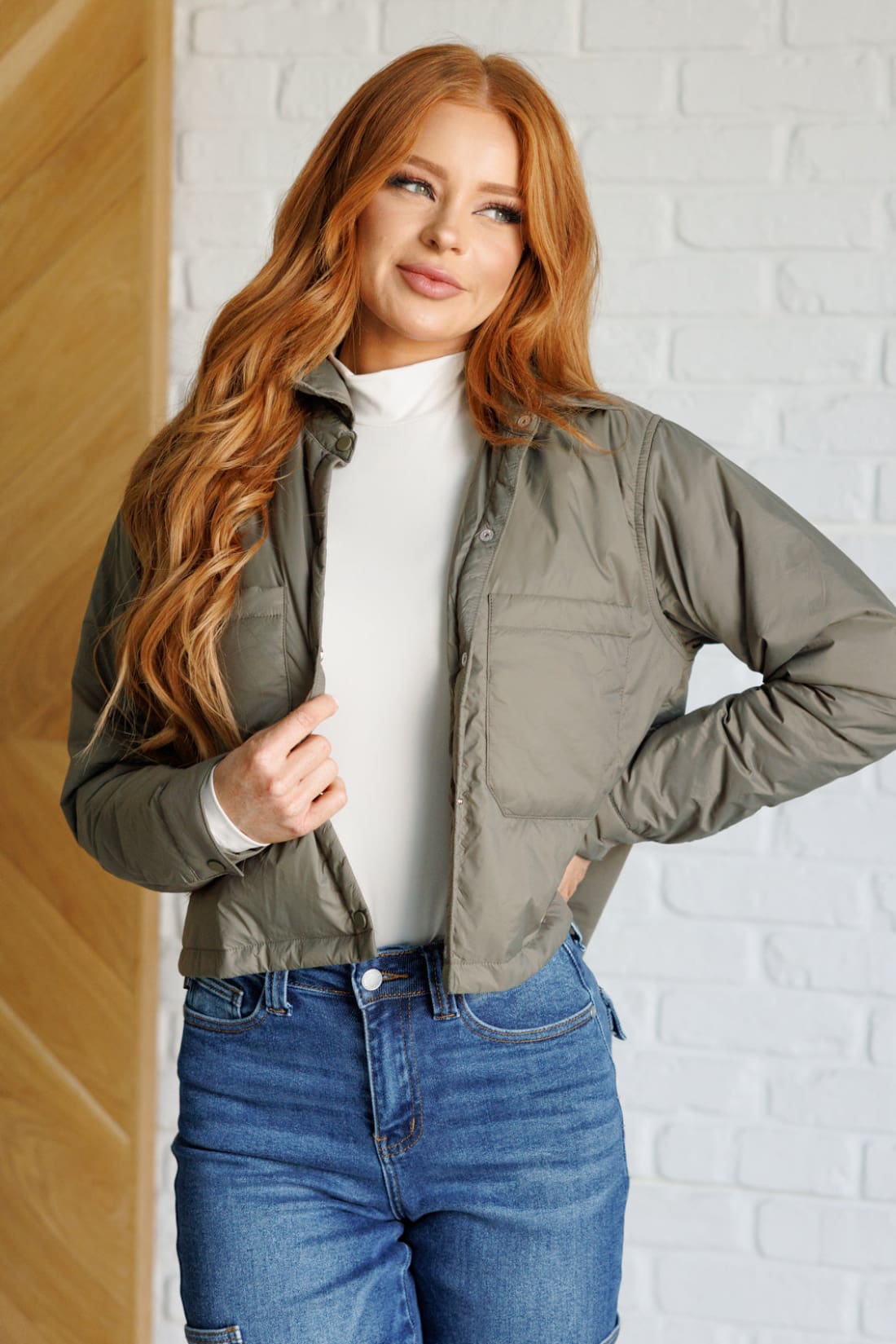 Hear Me Out Lightweight Puffer Jacket in Olive | Layers