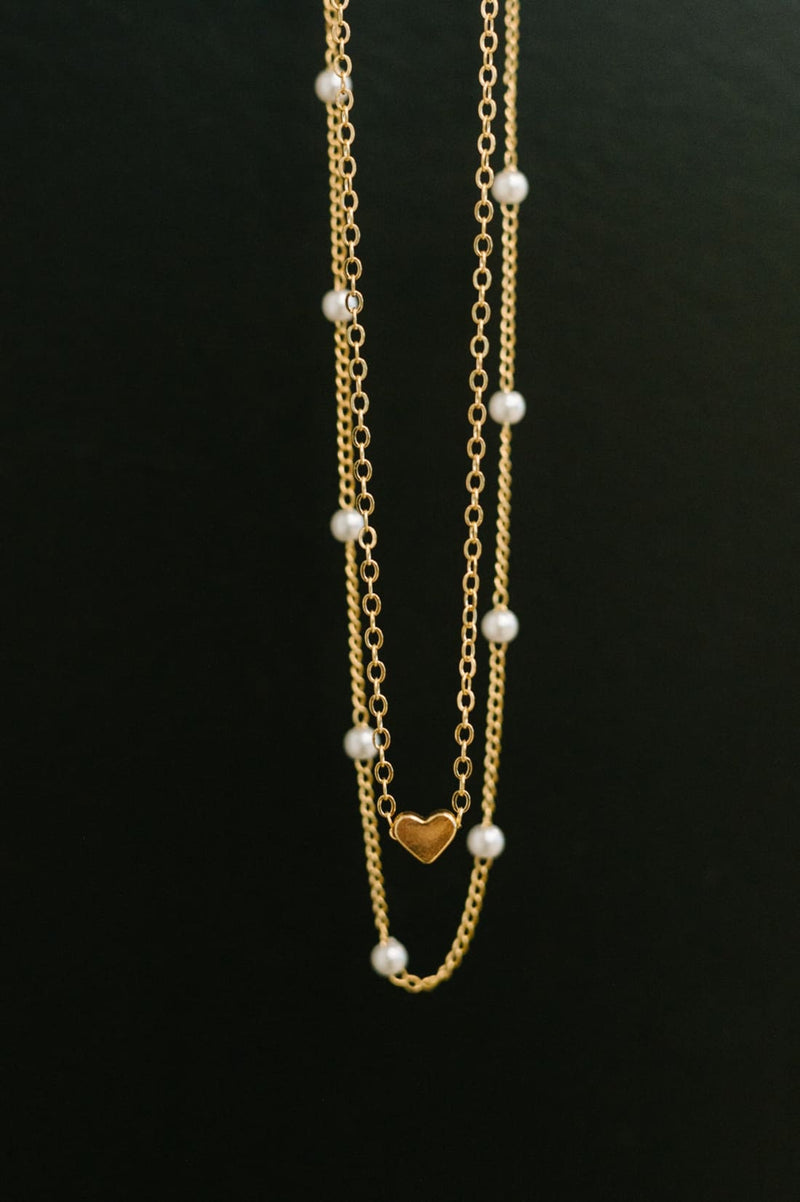 Heart of Gold Pendant Necklace Layered Set in Gold