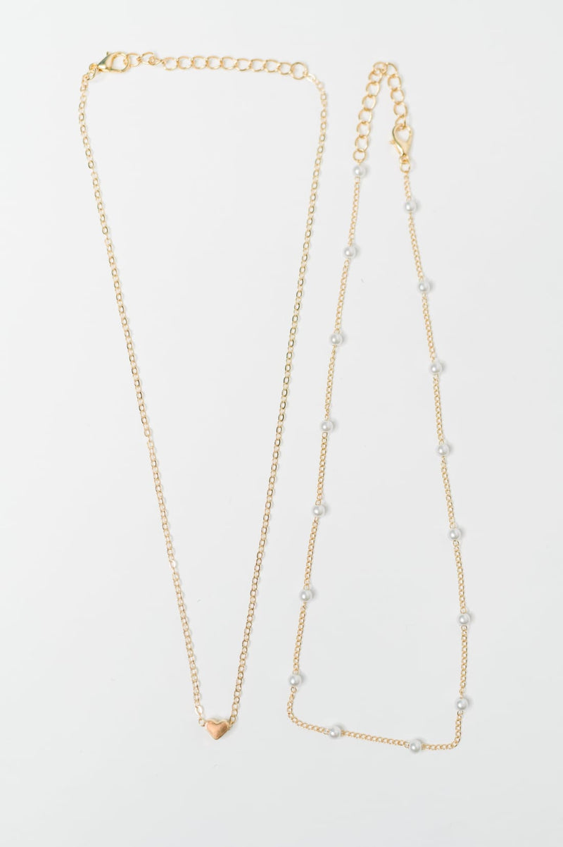 Heart of Gold Pendant Necklace Layered Set in Gold