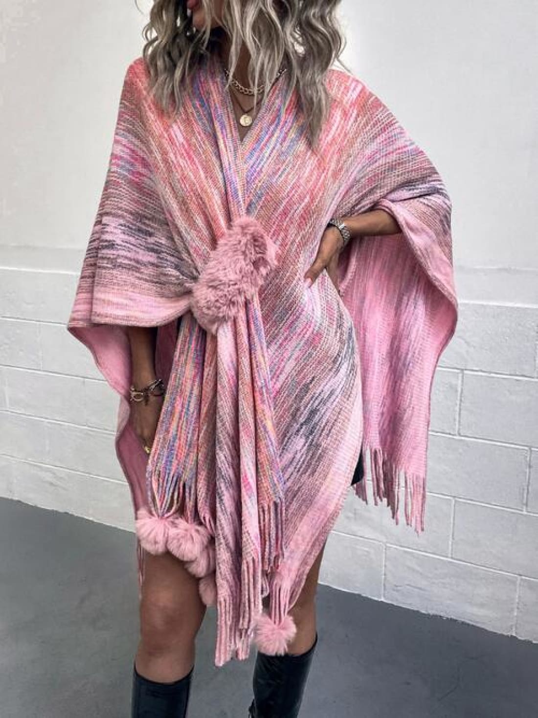 Heathered Fringe Hem Poncho | poncho