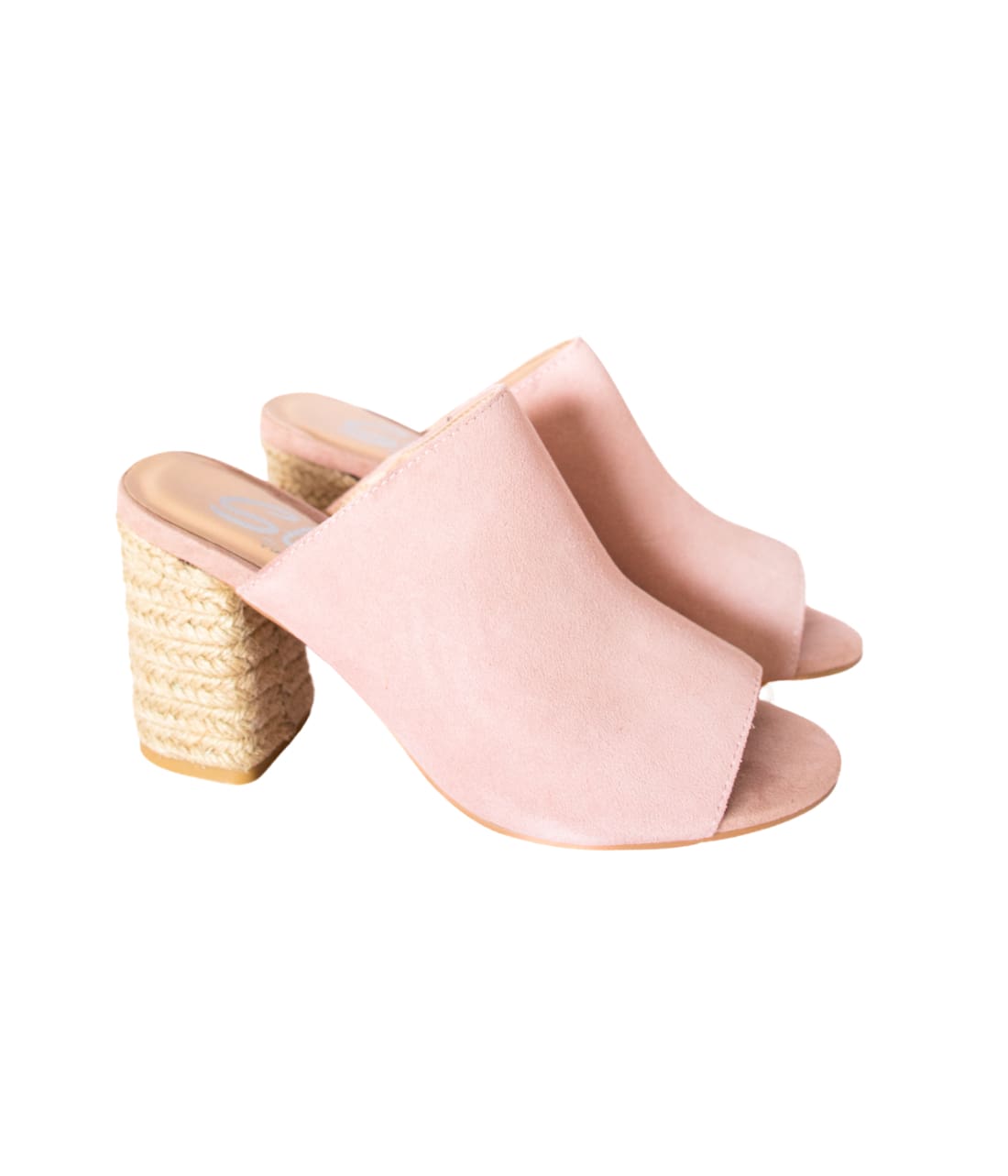 Suede Open Toe Mules in Blush | mules