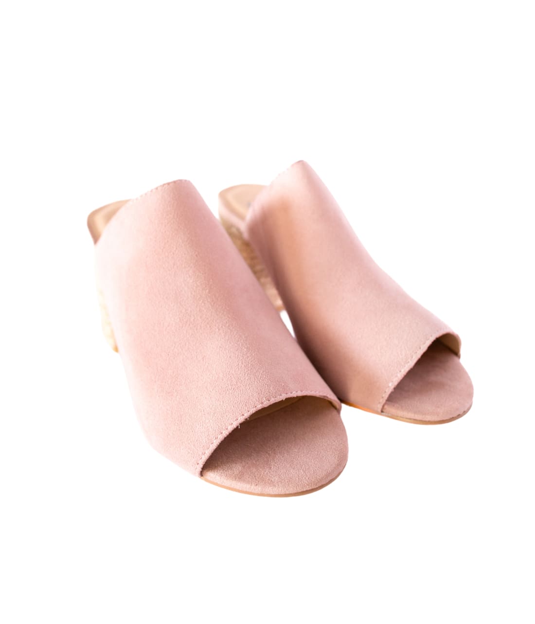 Suede Open Toe Mules in Blush | mules