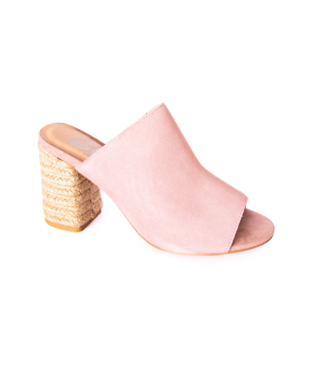 Suede Open Toe Mules in Blush | mules