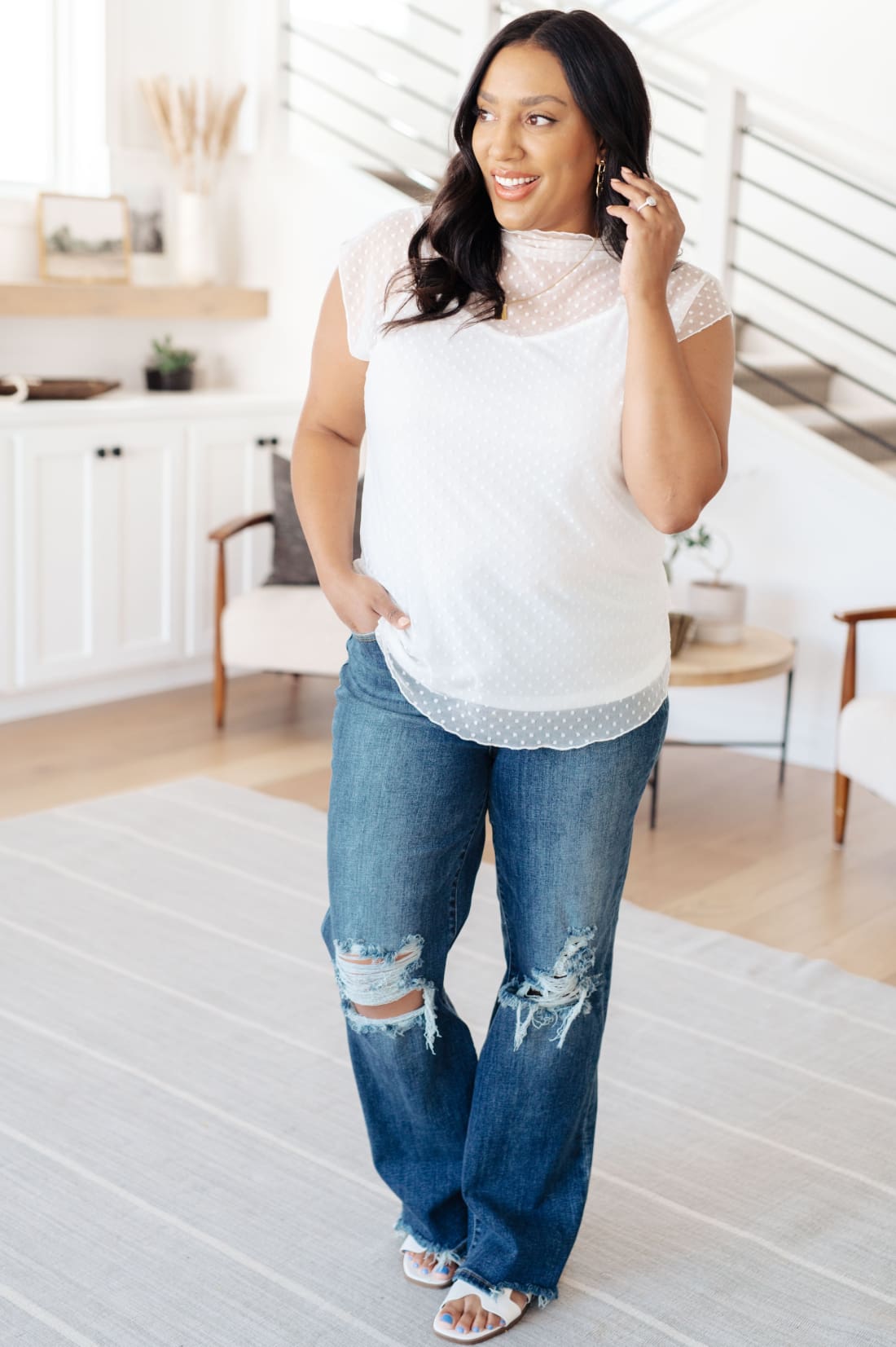 Here And Now Mock Neck Top In Cream | Blouses & Shirts