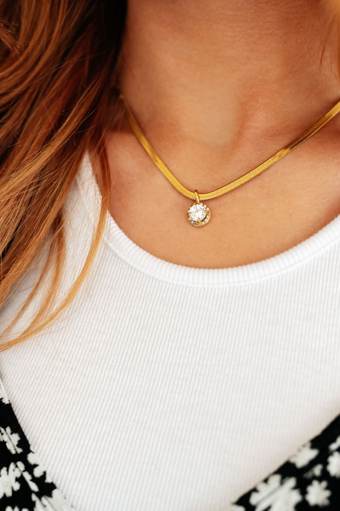 Here to Shine Gold Plated Necklace in White | Necklaces