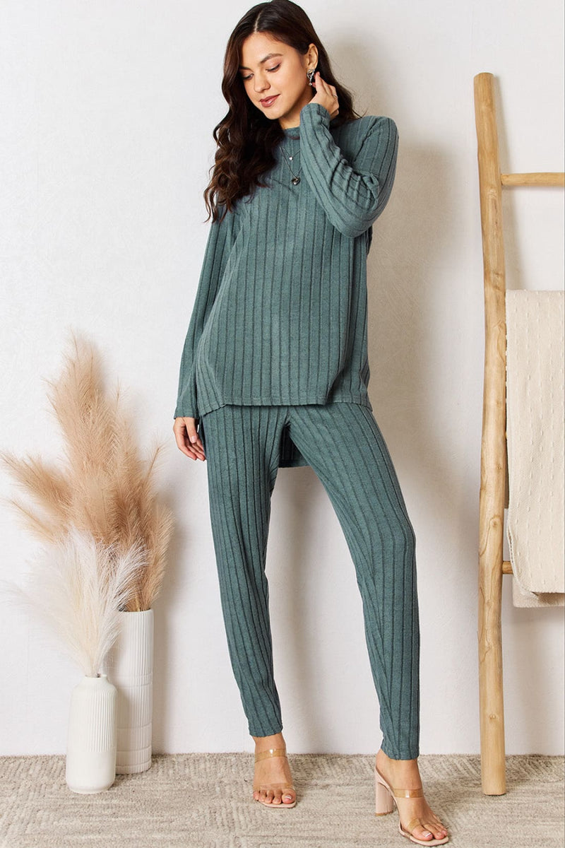 High-Low Slit Top and Pants Set