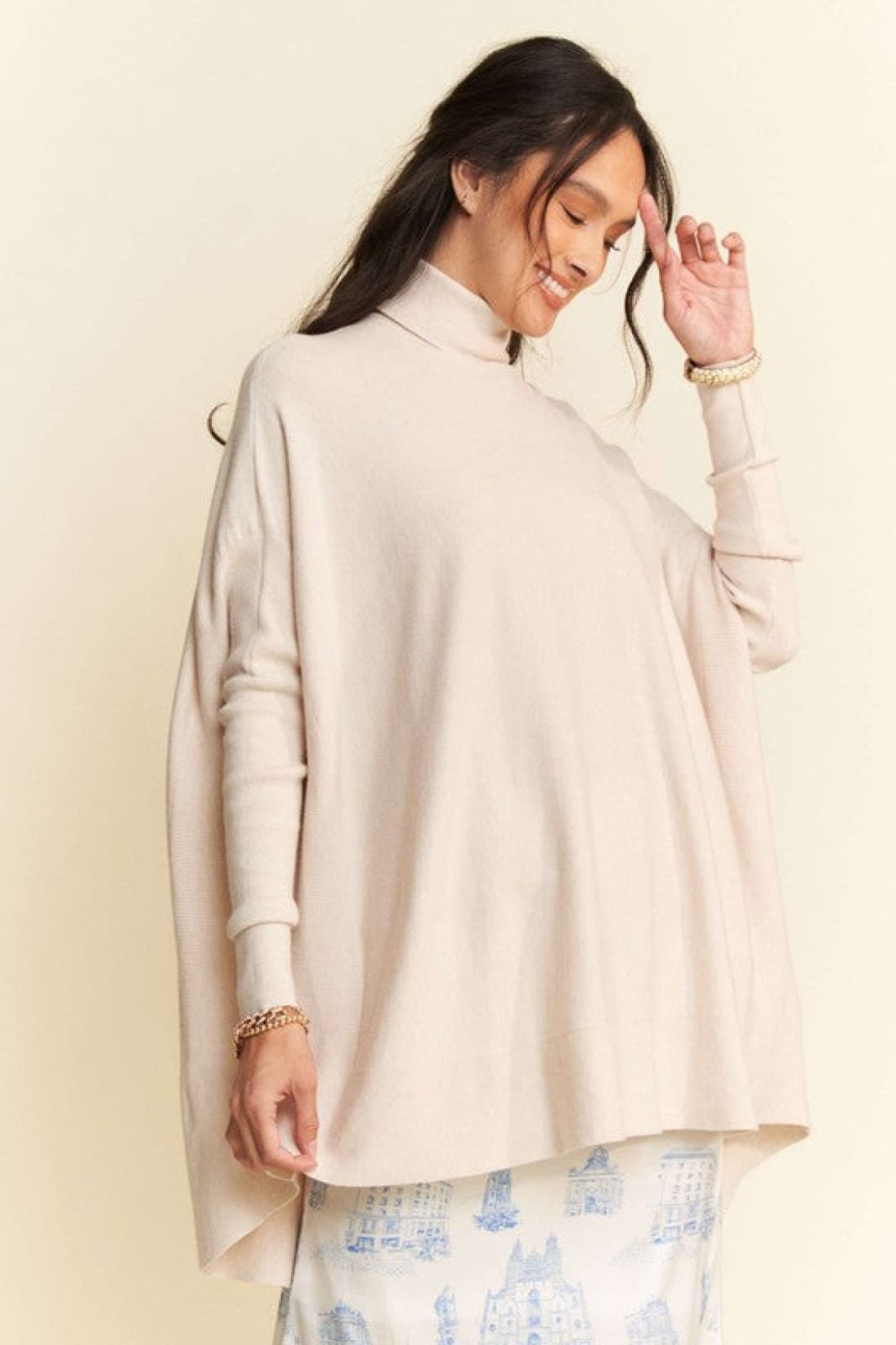 High-Low Turtleneck Tunic Top