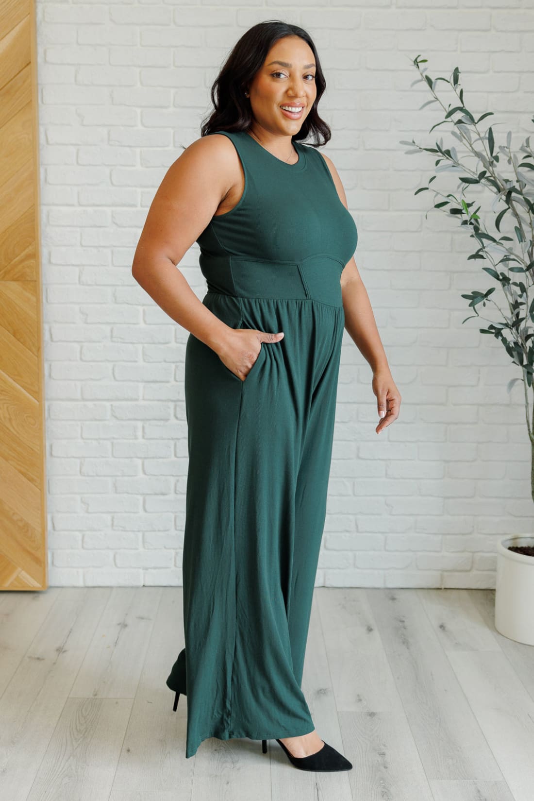 Hilary Wide Leg Jumpsuit in Green | Jumpsuits & Rompers