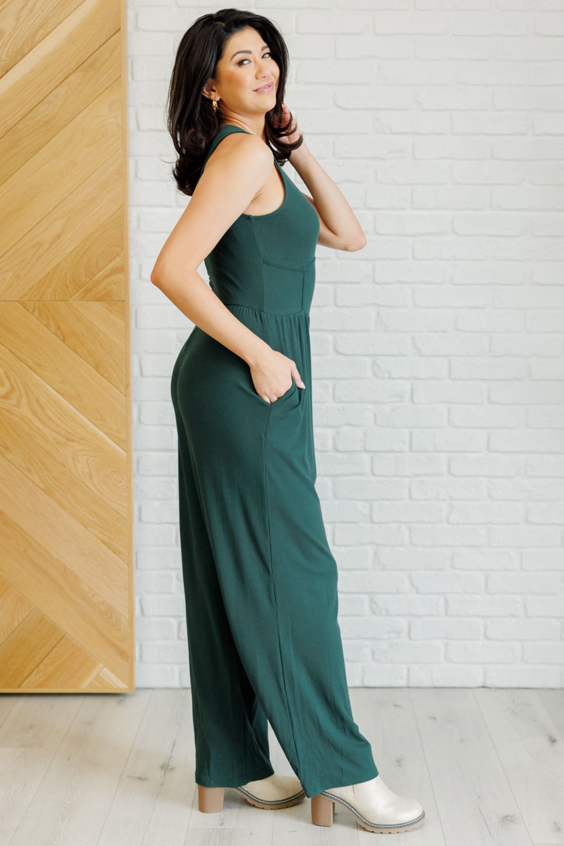 Hilary Wide Leg Jumpsuit in Green | Jumpsuits & Rompers