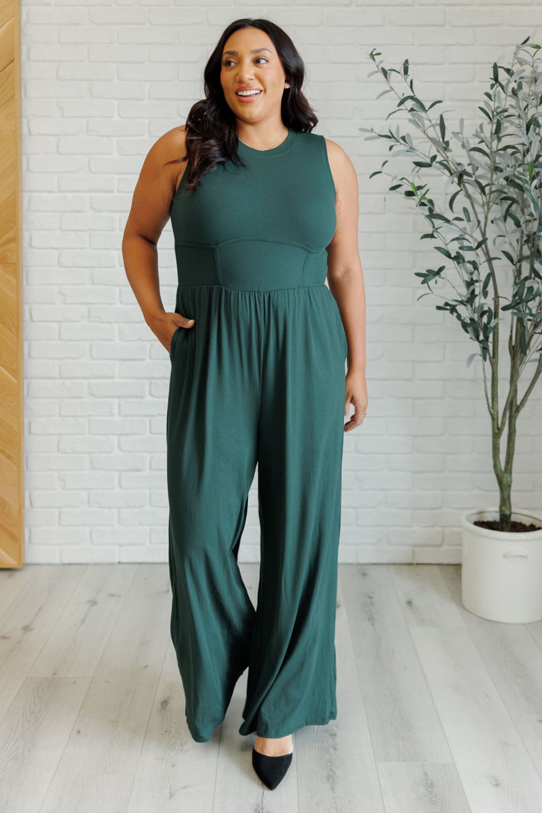 Hilary Wide Leg Jumpsuit in Green | Jumpsuits & Rompers