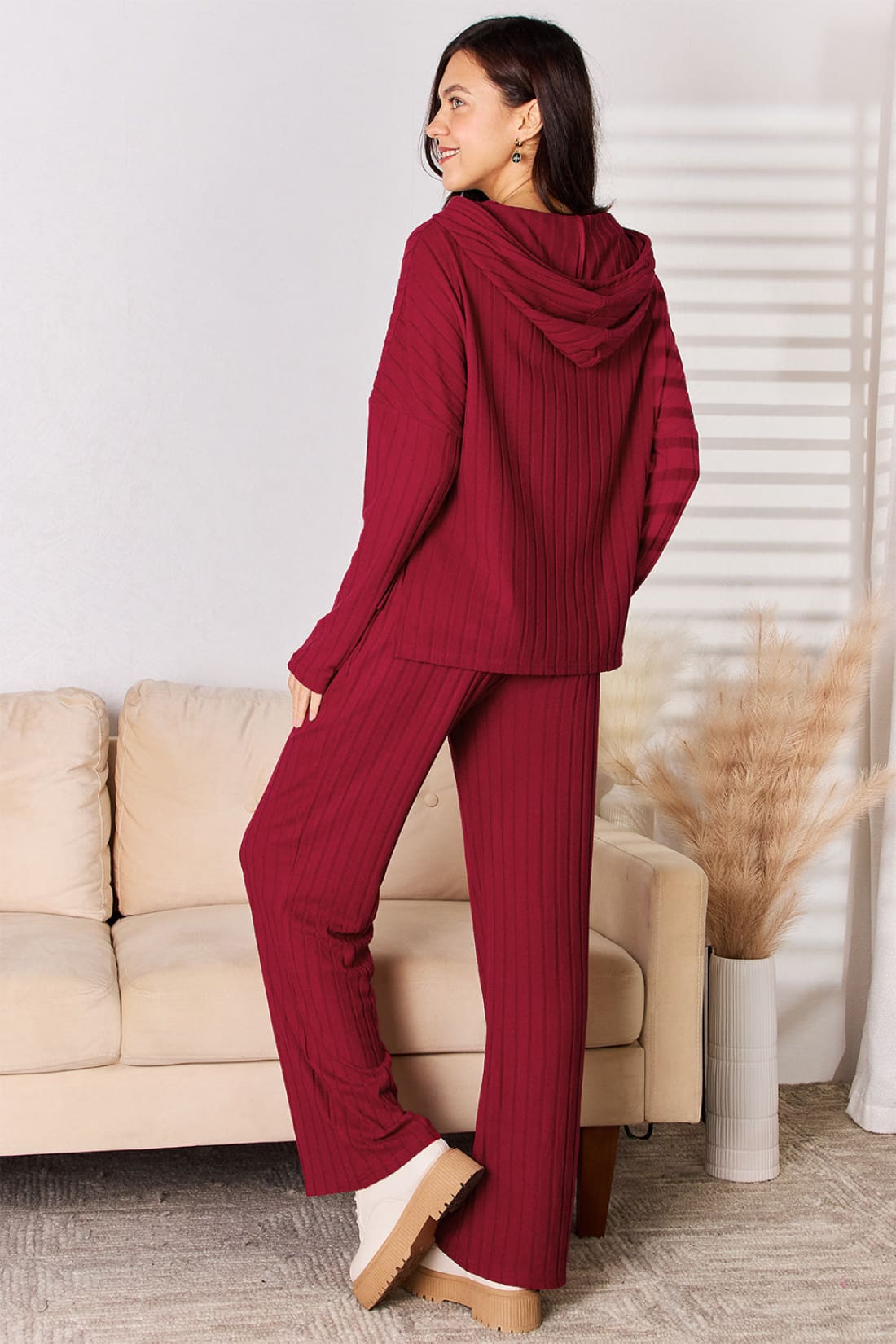 Hooded Top and Straight Pants Set