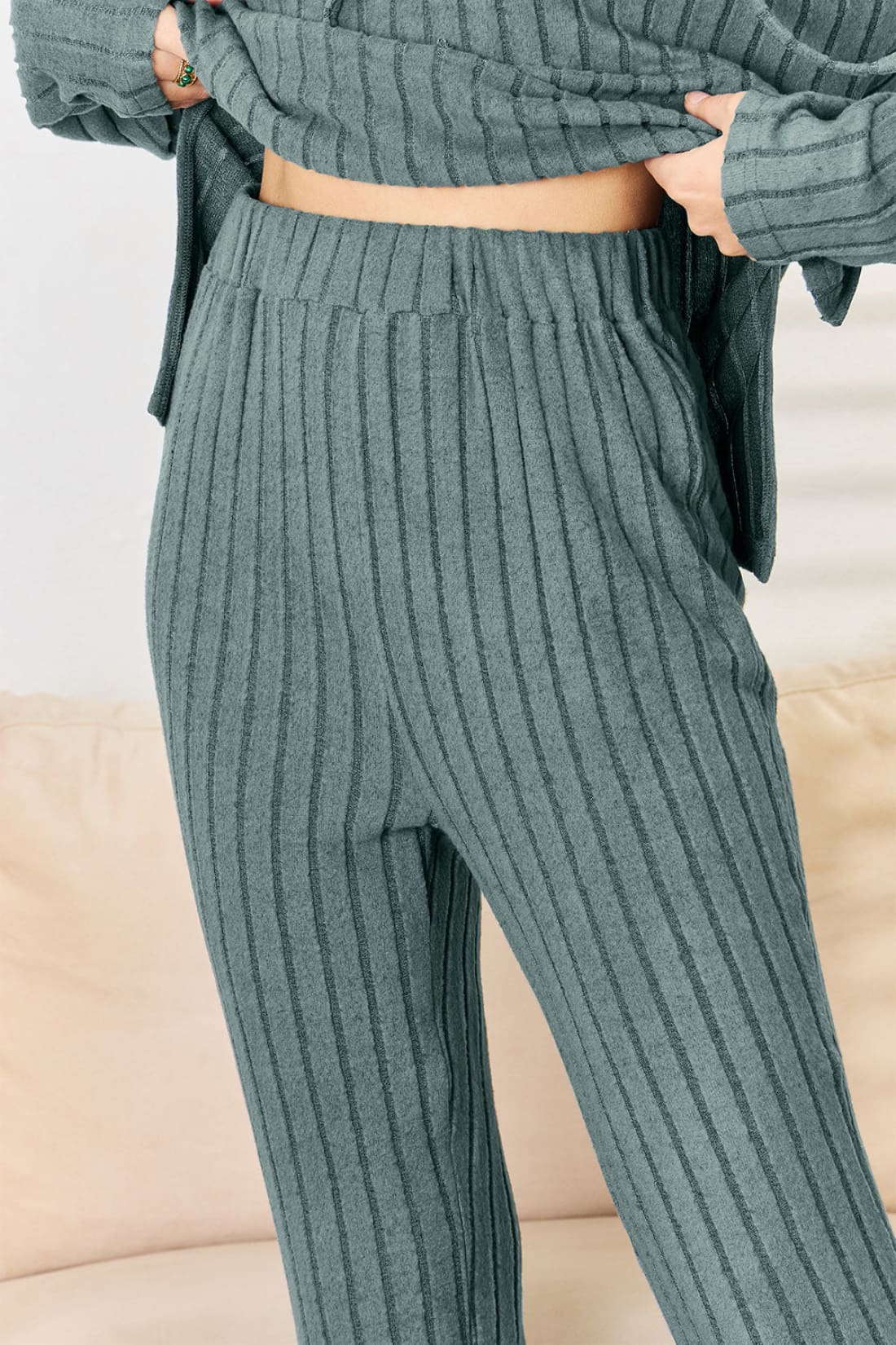 Hooded Top and Straight Pants Set