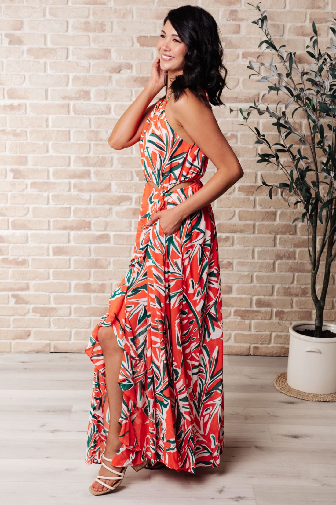 Humming Along Cutout Dress in Coral | Maxi Dresses