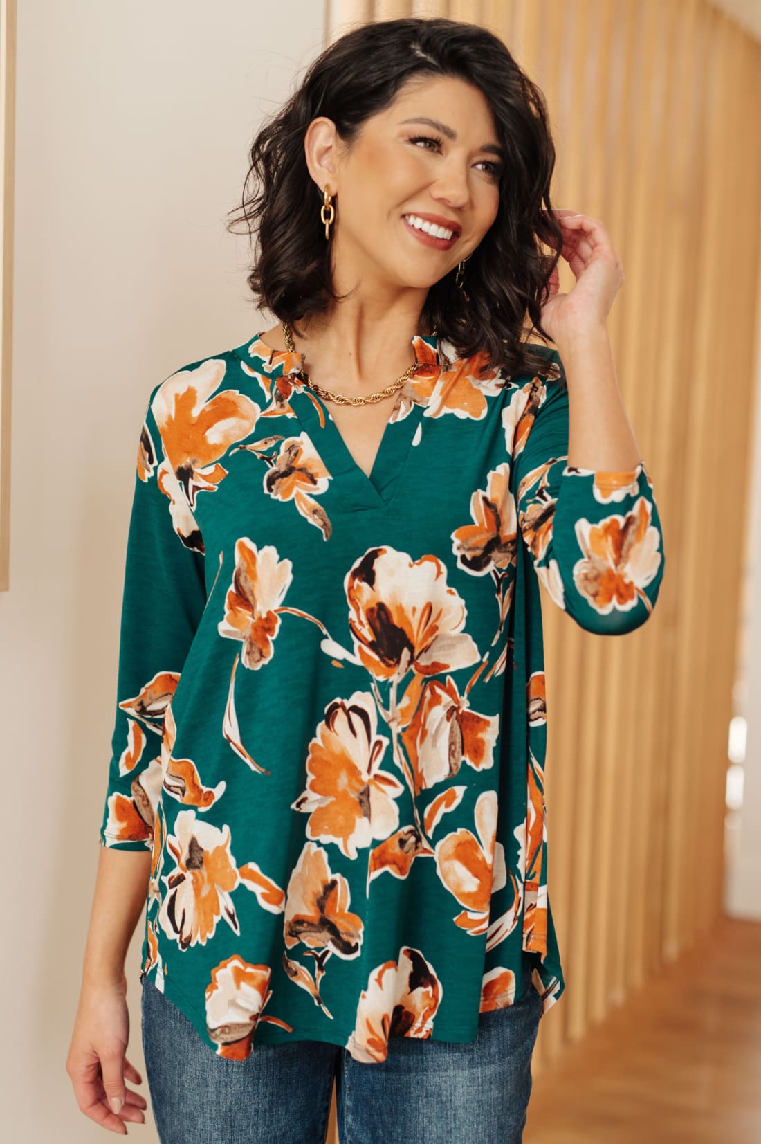 I Think Different Top in Teal Floral | Tops