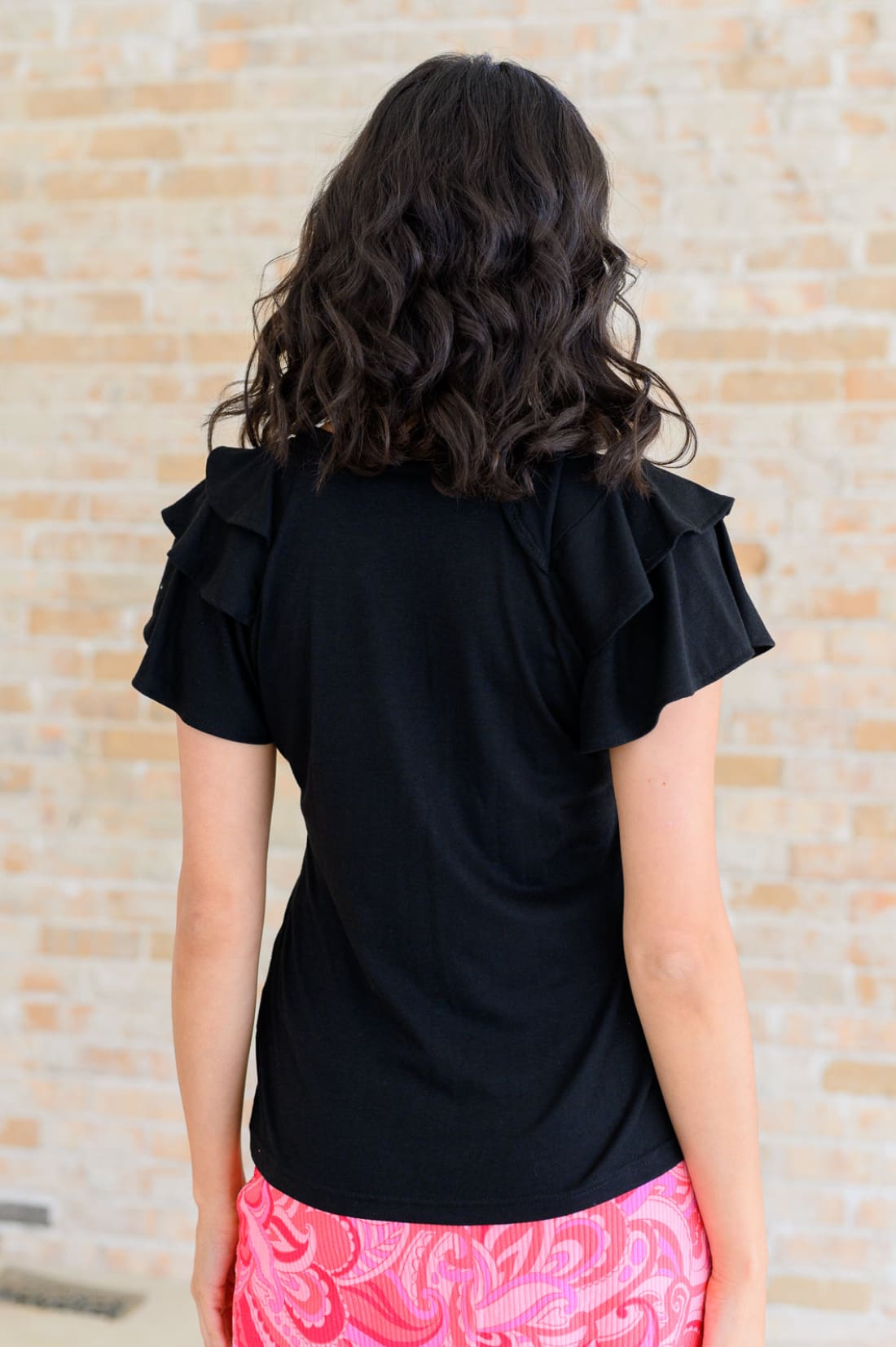 I’ll Allow It Flutter Sleeve Tee In Black