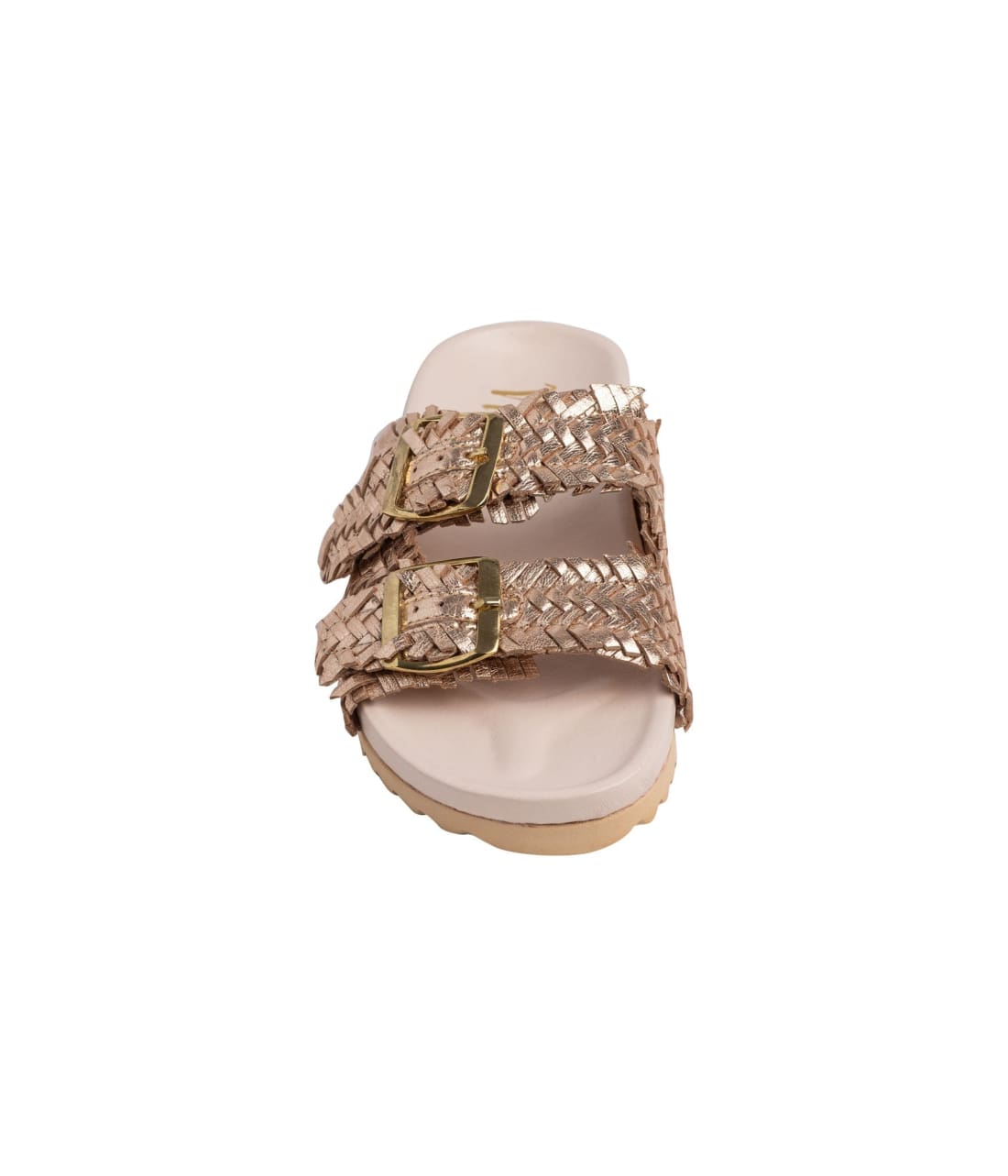 Intertwine Dual Woven Strap Slide in Champagne | sandals