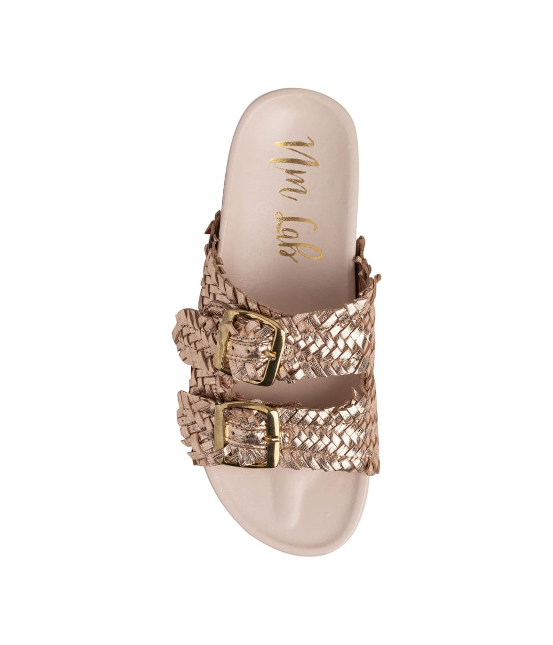 Intertwine Dual Woven Strap Slide in Champagne | sandals