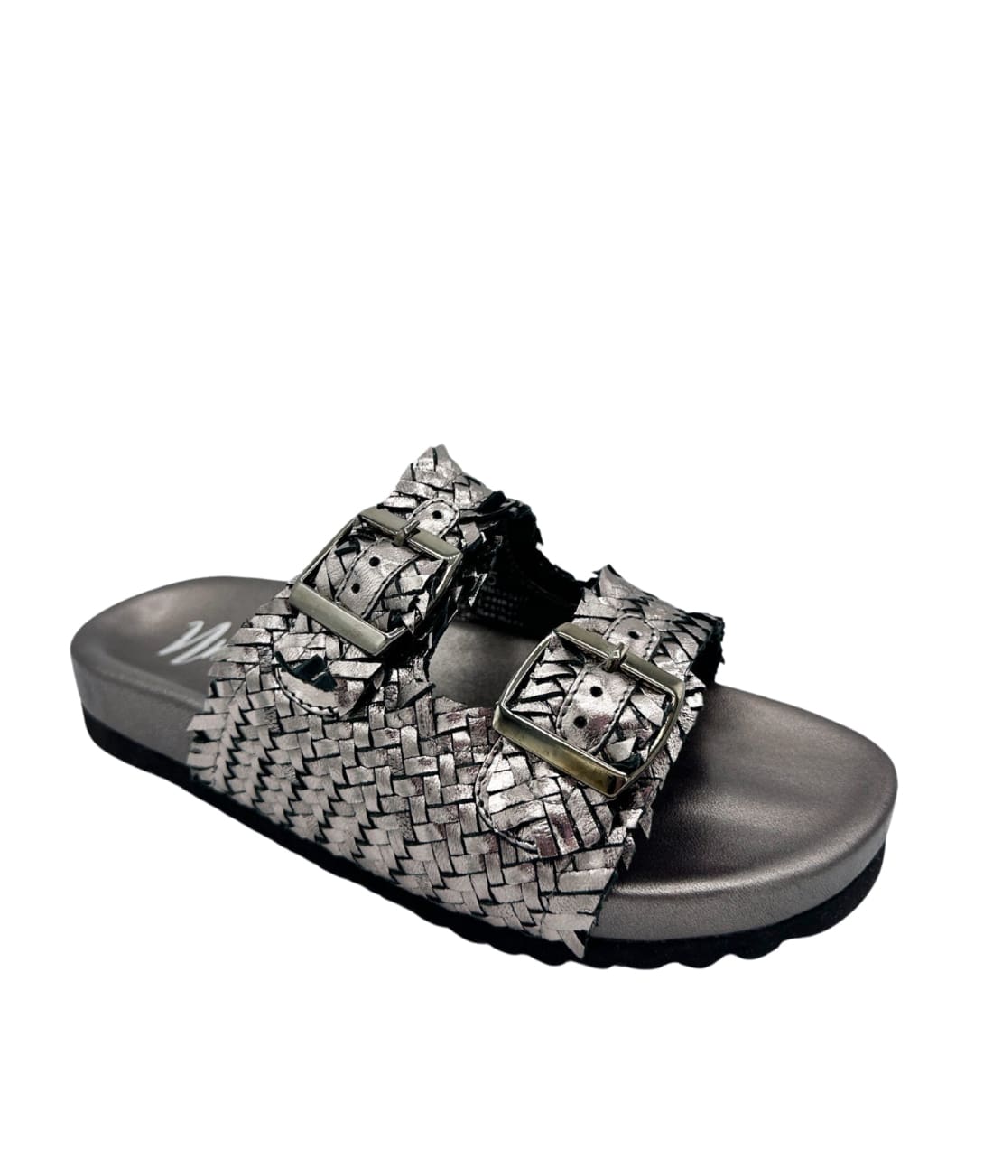 Intertwine Dual Woven Strap Slide in Pewter | sandals