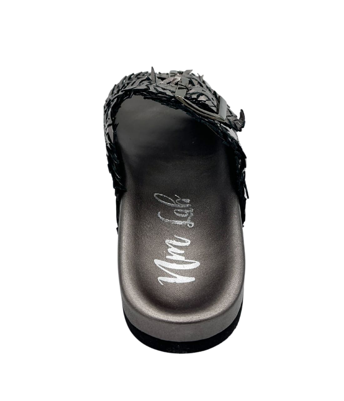 Intertwine Dual Woven Strap Slide in Pewter | sandals