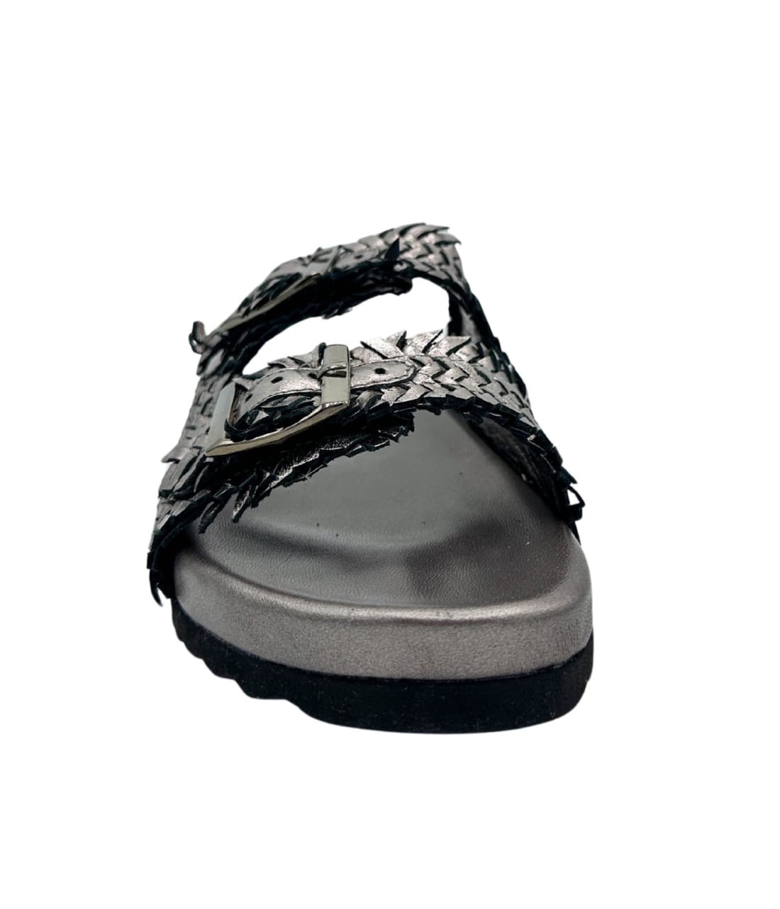 Intertwine Dual Woven Strap Slide in Pewter | sandals